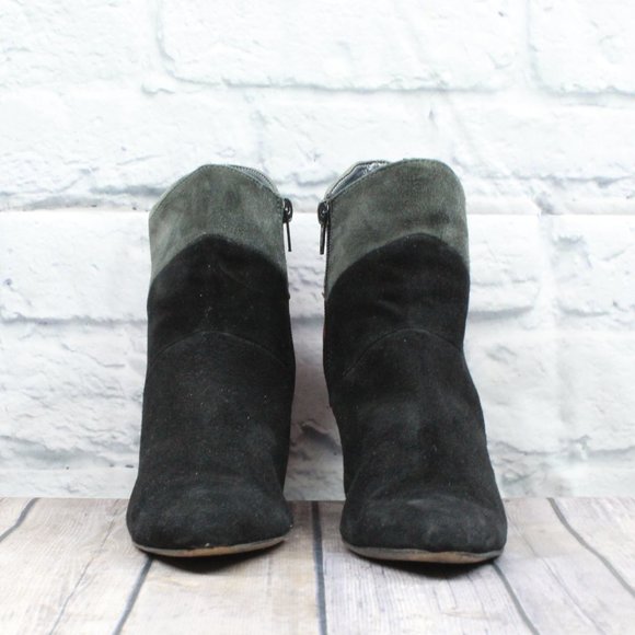 Prevata Colorblock Suede Side Zip Ankle Heeled Italian Booties 7.5 B - Picture 5 of 11